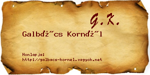 Galbács Kornél névjegykártya