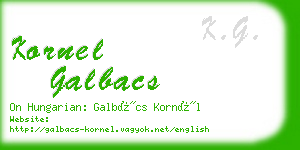 kornel galbacs business card
